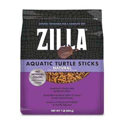 Zilla Pet Aquatic Turtle Sticks, Natural with Added Vitamins and Minerals, Nutrient-Rich Floating Food for Turtles, 1 lb - size: 1 Pound (Pack of 1)