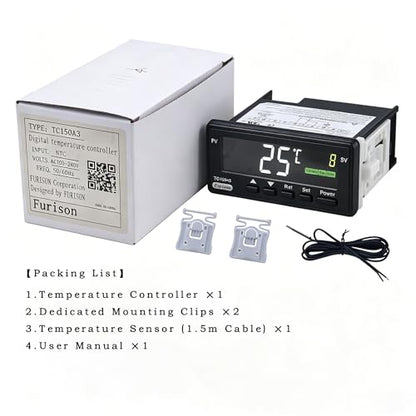 Refrigerator Temperature Controller, Fridge Freezer Thermostat - Digital Display, Precise Cooling Control for Home & Commercial Use, Easy Install, Energy Saving, 100~240V