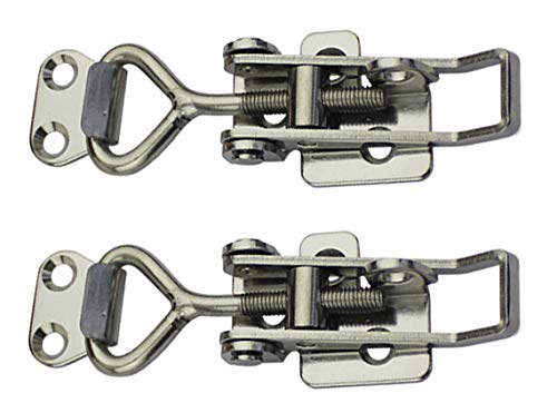Adjustable Latch Buckle Cabinet Boxes Lever Handle Toggle Catch Latch Lock,Silver,Adjustable Range:75-95mm,2 Pcs - size: 1S,Range:75-95mm