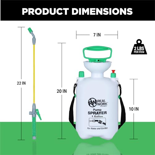 REALWORK 2pk 1-Gallon Handheld Tank Sprayer with Easy-Carry Shoulder Strap for Lawn, Garden, Yard, in Translucent White - size: 1 gallon