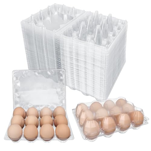 120 Pack Bulk Egg Cartons, Clear Plastic Chicken Egg Holders, Egg Tray Carton Holder for Home & Kitchen, Farm & Market Use, An Eco-Friendly Egg Storage Solution, 12 Grids - size: 120 Pack Egg Cartons 12 Grids 3x4
