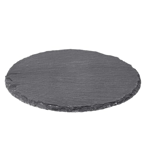 Reptile Basking Platform 6" Round Slate Rock Plate, Natural Tortoise Feeding Bowl Resting Stone for Bearded Dragon Turtle Lizard Gecko