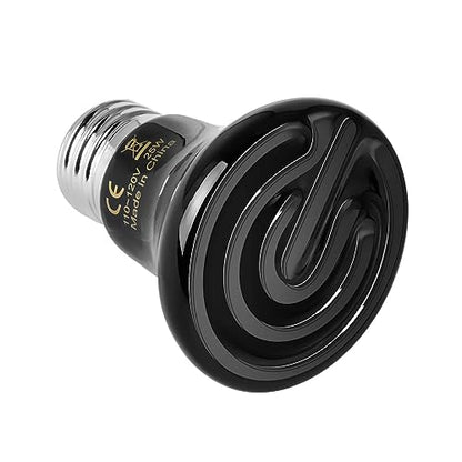 Simple Deluxe 25W (Mini) Ceramic Heat Emitter Reptile Heat Lamp Bulb No Light Emitting Brooder Coop Heater for Amphibian Pet & Incubating Chicken, Black, 1-Pack - size: 25 Watts, style: 1 Pack