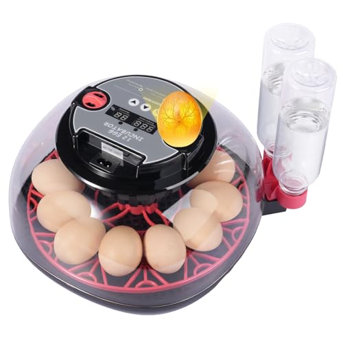 12 Egg Incubators for Hatching Eggs, Chicken Egg Incubator with Automatic Egg Turning and Temperature Humidity Control, 360° Clear View Lid or Home, Farm, Classroom, Hatching Chicken, Duck,Quail,Goose - size: 12 Egg Incubators