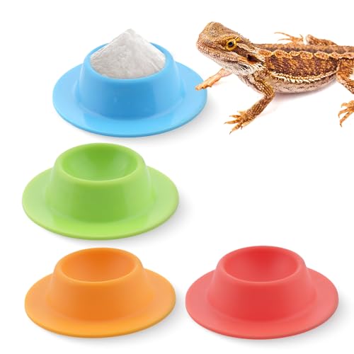4 Pack Gecko Calcium Dish Small Reptile Food and Water Bowl Silicone Shallow Feeder for Reptile Lizard Gecko Frog Snake Turtle