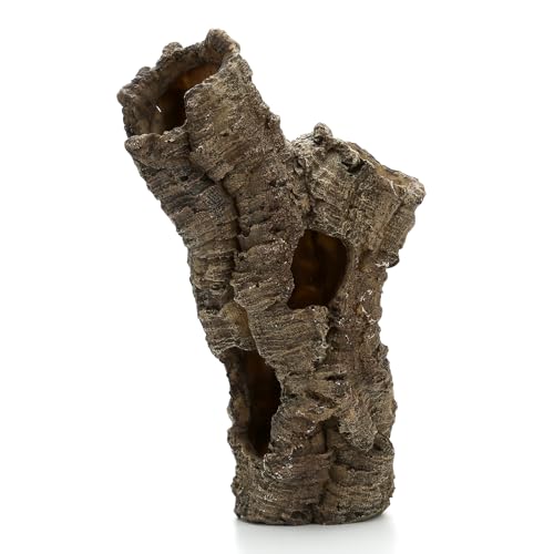 Reptile Hides Cave, Fish Tank Decor Tree Trunk Reptile Aquarium Decorations | 12’’ Large Aquarium Decor, Bark Texture Resin Ornament for Reptile Fish Tank 10+ Gal, Hideout for Fish Lizard Leopard Gecko