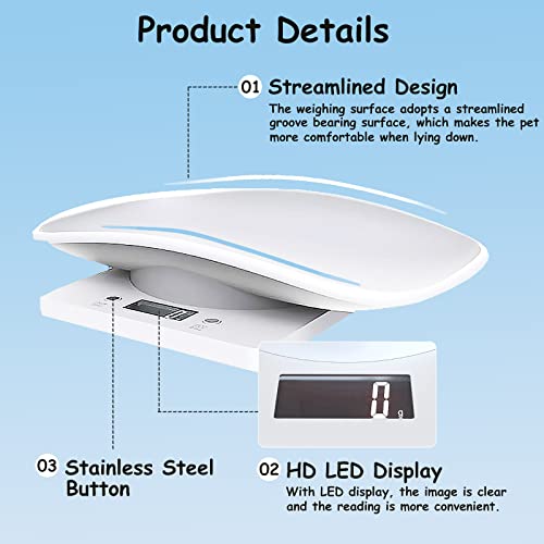 Digital Pet Scale, LCD Electronic Weighing Scale with Tray, Max. 33 lbs | Portable Small Animal Weight Scale, Multifunction Kitchen Scale for Food/Lizard/Puppy/Kitten/Hamster/Whelping