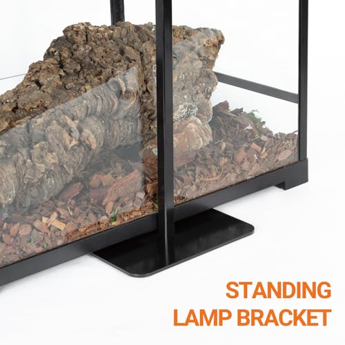 Reptile Dual Lamp Stand, Floor Light Holder with Adjustable Heigh Bracket Metal Support for Reptile & Amphibian Terrarium Tank Vivarium Cage