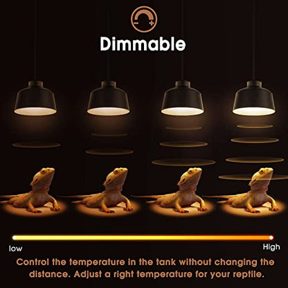 Reptile Heat Bulb, 75W UVA Reptile Light Bulbs Dimmable Heat Lamp | 2 Pack Basking Spot Light Bulbs for Reptiles, Amphibian, Bearded Dragon, Lizard, Chicken - color: Cream-75w Th11