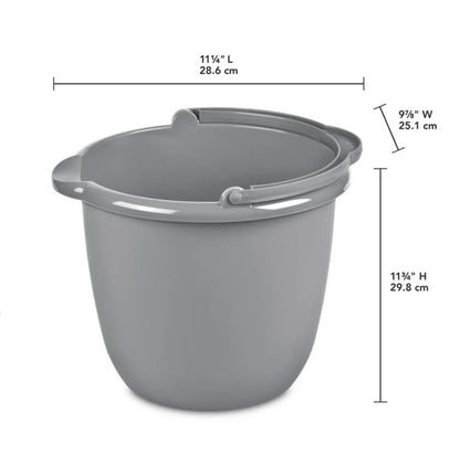10 Qt. Spout Pail Classic Titanium, Gray Plastic Bucket with Pour Spout & Comfort Grip Handle, Ideal for Household Cleaning, Mopping, Washing Cars and Gardening
