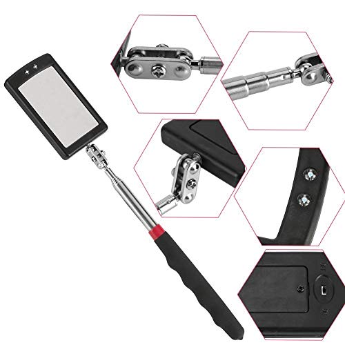 Inspection Mirror telescoping Flexible 360 with Light Swivel for Extra Viewing，Round Mechanic Mirror on a Stick，Magnetic Picker with LED Light Tool Set