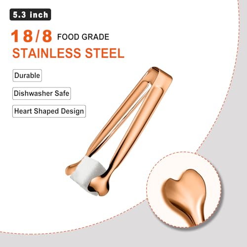Small Serving Tongs, Anytrp 12-Pack Stainless Steel Sugar Tongs, 5.3inch Kitchen Metal Appetizers Tong for Serving Food, Buffets, Coffee Bar, Tea Party, Desserts Party and Ice Bucket - color: Rose Gold, size: 5.3inch