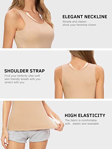 Air Curvey 4 Pack Tank Top for Women Basic Undershirt Tanks Sleeveless Casual Shirts Soft Seamless Layering Tops - color: Black White Nude White, size: Medium