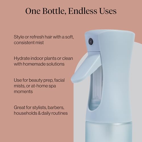 Kitsch Continuous Spray Bottle for Hair – Haze Blue, 150ml | Fine Mister Spray Bottle & Water Spray Bottle – Recycled Hair Spray Bottle – Spray Bottles for Cleaning, Styling, & More - color: Haze Blue