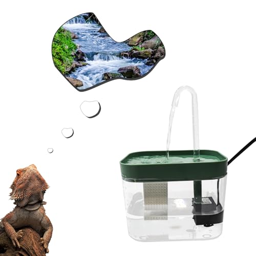 Reptile Water Bowl with Filtration System, Lizard Drinking Fountain, Bearded Dragon Tank Accessories, Reptile Habitat Waterfall for Bearded Dragon, Leopard Gecko, Chameleon, Snake - color: Transparent
