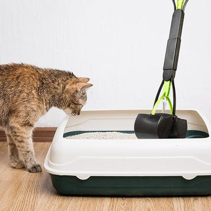 Pooper Scooper - Foldable Cat and Dog Poop Scoop with Ergonomic Handle - Enables One-Handed Use on Concrete, Grass, and Gravel by PETMAKER (Green)