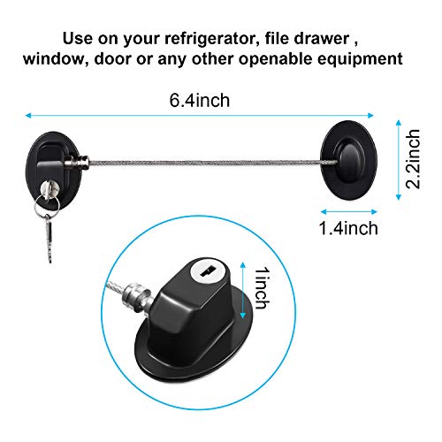 Hotop 4 Pack Cabinet Locks with Keys Refrigerator Fridge Locks Replacement with Steel Wire Self Adhesive Child and Baby Proofing Safety for File Drawers Deep Freezer Doors Latch(White and Black) - color: White and Black