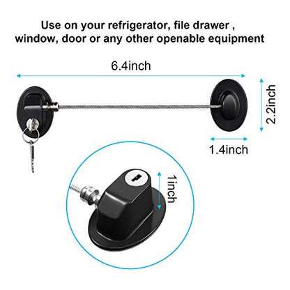 Hotop 4 Pack Cabinet Locks with Keys Refrigerator Fridge Locks Replacement with Steel Wire Self Adhesive Child and Baby Proofing Safety for File Drawers Deep Freezer Doors Latch(White and Black) - color: White and Black