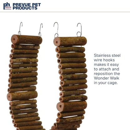 Prevue Pet Products Natural Large Wonder Walk Bird & Small Animal Ladder - Wooden Cage Accessories for Climbing, Exercise, Hanging Activity Bridge for Birds, Hamsters, Gerbils & Mice - size: Large