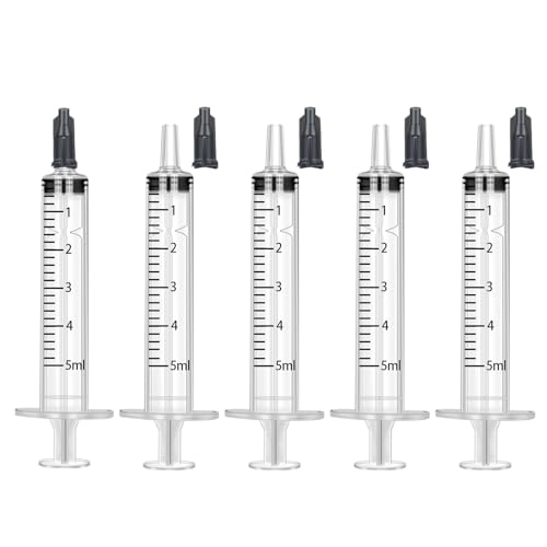 5ml Syringe with Measurement for Scientific Labs, Feeding Pets, Refilling and Measuring Liquids,Dispensing,with Cap (5PCS, 5ml) - size: 5PCS-5ml