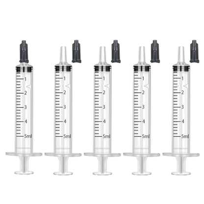 5ml Syringe with Measurement for Scientific Labs, Feeding Pets, Refilling and Measuring Liquids,Dispensing,with Cap (5PCS, 5ml) - size: 5PCS-5ml