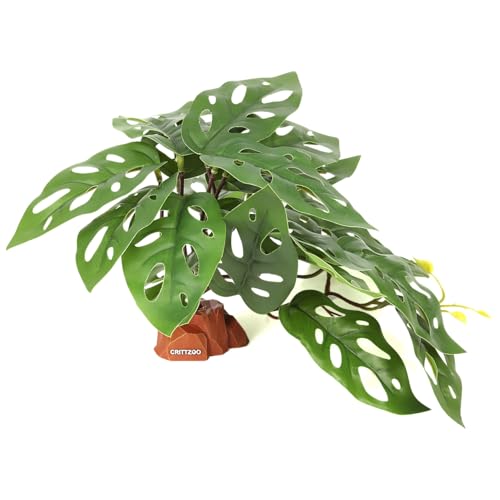 Reptile Fake Plants Terrarium Decor Leopard Gecko Bearded Dragon - color: Fake Swiss Cheese Plants