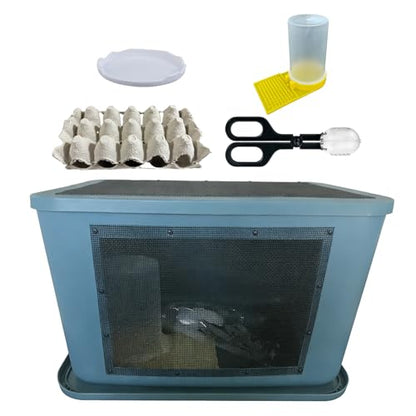 Large Ventilated Cricket Keeper Container with Water Feeder, Feeding Dish, Feeding Clamp and Egg Carton Hides