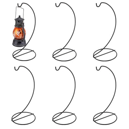 6pcs Ornament Display Stand Hanger Holder Glass Globe Iron Wire Stand Hanging Hook Rack for Christmas Lanterns Hanging Air Plant Terrarium Witch Ball Decor DIY Art Craft Display(Black)