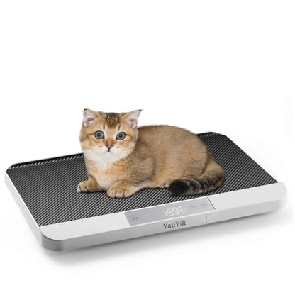 YauYik Digital Pet Scale, Baby Scale with Non-Slip Mat, Up to 40kg, Grey | 5 Units, LED Display, Hold Function, Accurate Weight Scale for Small Pets, Puppies, Kittens and Cats（Batteries Included） - color: Grey