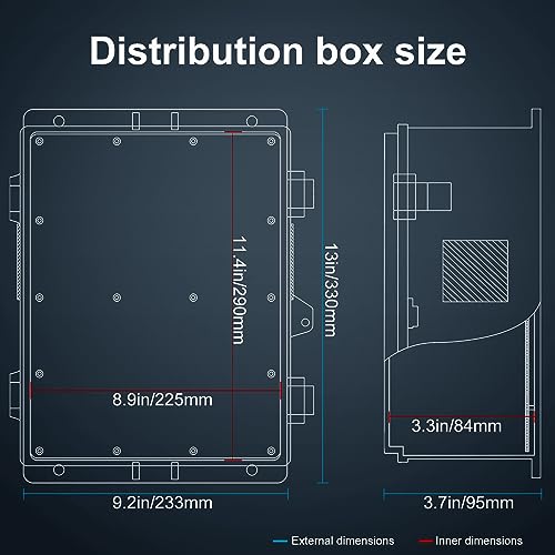 Namunanee Outdoor Electrical Junction Box, ABS Water Resistant Enclosure with Internal Mounting Panel & Hinged Cover (13" H* 9.2" L* 3.7" W) - size: 13"H x 9.2"L x 3.7"W & Standard