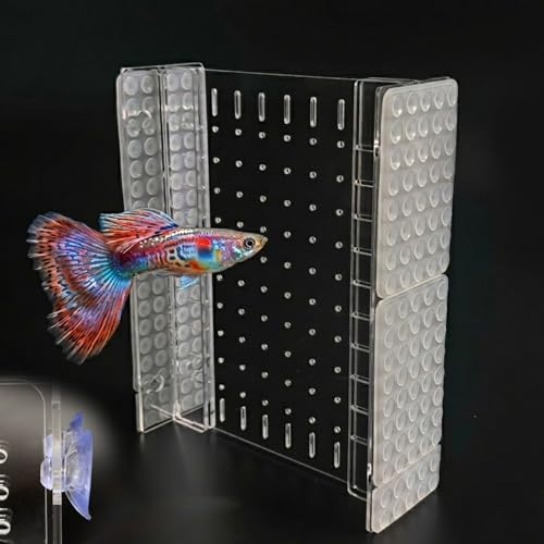 Fish Tank Separator 5 Gal, Acrylic Aquarium Divider with Suction Cups | Clear acrylic tank divider, strong suction cups hold securely, cut-to-fit design, non-toxic, for betta & cichlid tanks - size: 8‘’x9''(5 gallon)