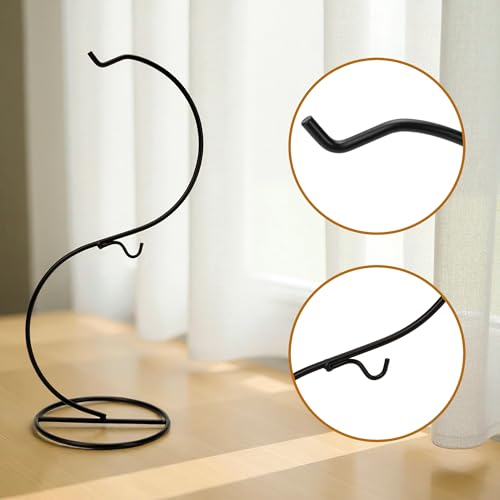 Ornament Display Stand Iron Pothook for Hanging Glass Globe Air Plant Terrarium Disco Witch Ball Christmas and Home Wedding Office Party Decoration Black Hanger Rack Hook Tree Flower Pot Holder
