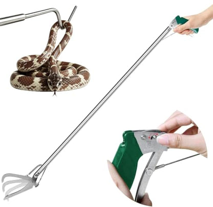 IC ICLOVER 52 Inch Snake Tong + 39 Inch Snake Hook, Snake Handing Tools Set | Upgrade Extra Long Professional Snake Grabber Catcher & Collapsible Snake Hook, for Moving Rattle Snake rattlesnakes Reptiles - size: 52"