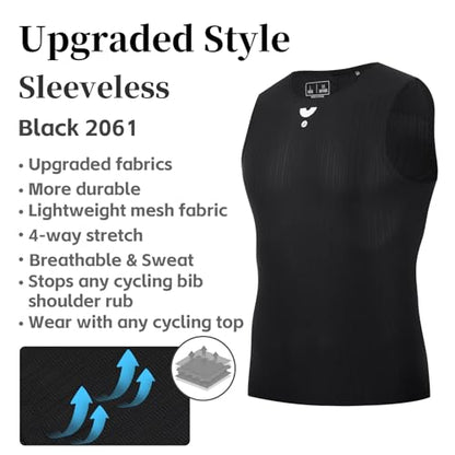 YKYWBIKE Men's Cycling Base Layer Sleeveless Cycling Jersey Men Quick Dry Bicycle Undershirt Mesh Bike Base Layer Vests - color: Black 2061, size: Small