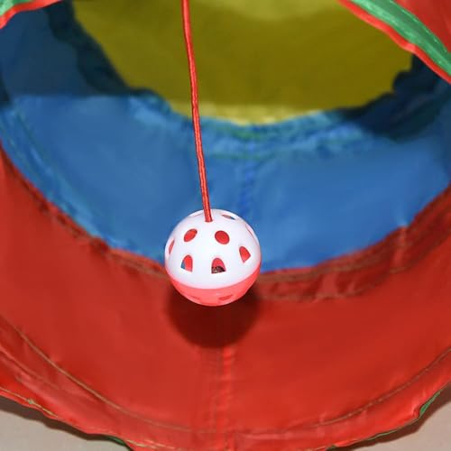 3-Way Collapsible Cat Tunnel Tube Toy Rainbow Y — Interactive Play Tunnel with Hanging Ball & Peek Hole for Indoor Cats, Kittens, Puppies & Rabbits | Hours of Fun & Exercise - color: Rainbow Y
