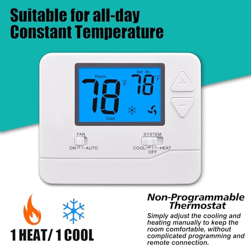 Suuwer Non-Programmable Thermostats for Home 1 Heat/1 Cool Conventional Single-Stage Systems (Blue Backlight) - color: Blue Backlight