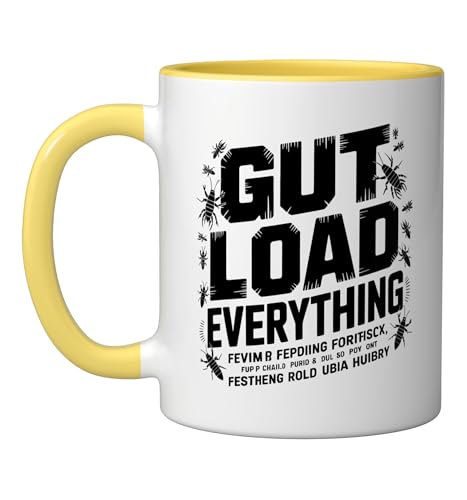 Veiled Chameleon Keeper Gut Loading Feeder Insects Insect Ceramic Mug, Yellow/White - color: Yellow/White