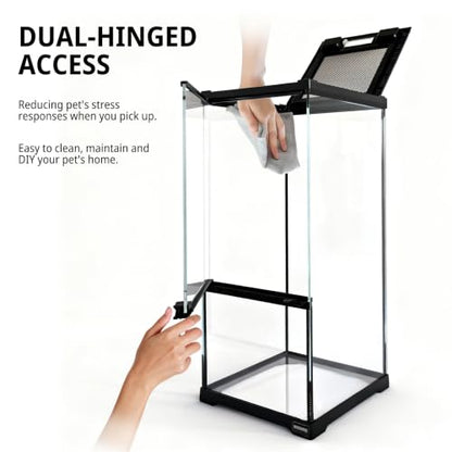 8"x8"x18"Tall Reptile Glass Tank Kit,Pre-Assembled Vertical Small Reptile Terrarium for Arboreal Species,Geckos,Chameleon,Tree Frog,Tarantula and Snake with Top and Front Openning Door