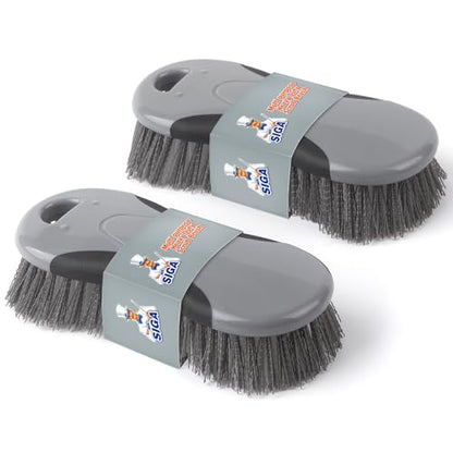 MR.SIGA Multi Purpose Heavy Duty Scrub Brush - Pack of 2 | Strong bristles with effective scrubbing power, ideal for kitchen, bathroom, shower and everyday household cleaning. - color: Gray & Black