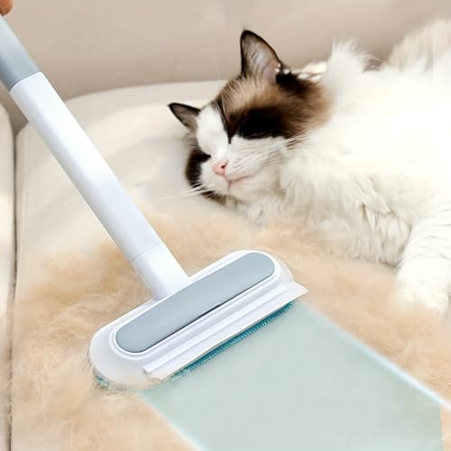 Pet Hair Remover for Furniture, 17.7Inch Reusable Lint Brush for Dog Cat Hair 4-in-1 Multifunctional Fur Removal Tool with Long Handle, Gentle on Couch, Carpet, Car Seat, Bedding and Clothes