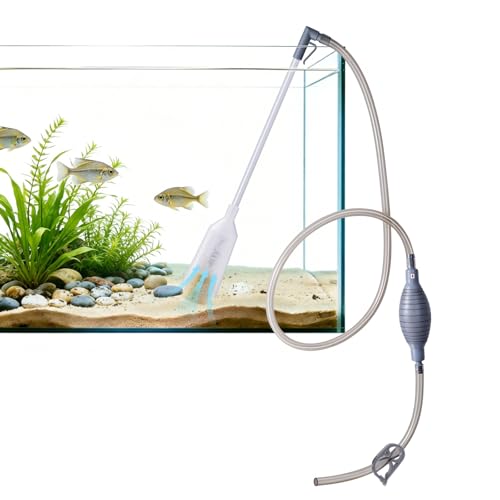 AOZU 3-in-1 Aquarium Vacuum Gravel Cleaner, Adjustable Fish Tank Siphon Cleaner, Aquarium Water Changer and Sand Washer Kit with Hand Siphon Hose & Extension Tube - size: Small