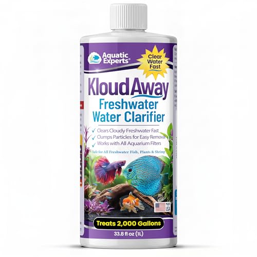 KloudAway Aquarium Water Clarifier – Clears Cloudy Water in Freshwater Fish Tanks, 1 Liter, Made in USA, Aquatic Experts - size: 1 L (33.8 oz)