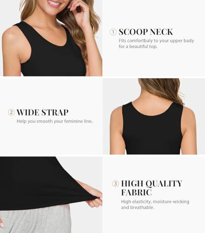 Rosyline 4 Piece Women Tank Tops Basic Sleeveless Undershirt Layering Tanks - color: Black/Dark Grey/Black/Dark Grey, size: Small