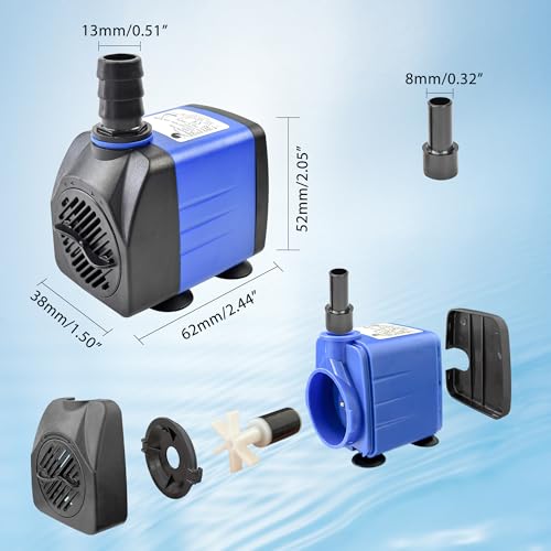 8W 118GPH Small Submersible Water Pump AC 110V Mini Pond pumps for Outdoor Ponds - color: 8w 450l/H