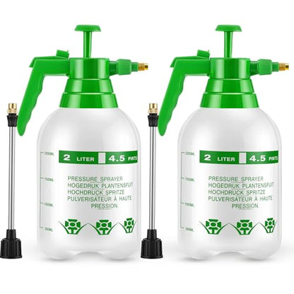 2 Set Handheld Pump Sprayers 0.5 Gallon Water Spray Bottles 2l Garden Plant Pump Sprayers with Adjustable Steel Nozzle Extended Rod for Plant Mist Watering Cleaning Spraying Fertilizing - color: White, size: 2L