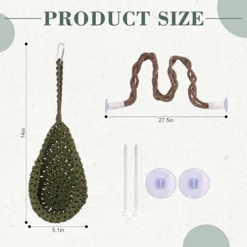 Snake Enrichment Toys, Hanging Nylon Hammock, Corn Snakes Climbing Vine with Suction Cup, Snake Climbing Accessories - color: Green