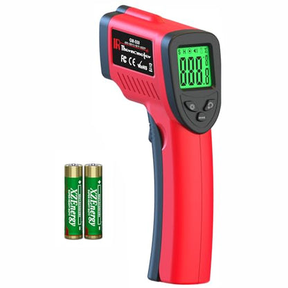 DEASOMIYE Infrared Thermometer Gun, -58℉～1022℉ Laser Thermometer Temperature Gun, Non Contact IR Temp Gun with Adjustable Emissivity for Cooking,BBQ,Fridge,Grill,Pizza Oven,HVAC,Engine(Not for Human) - color: Red