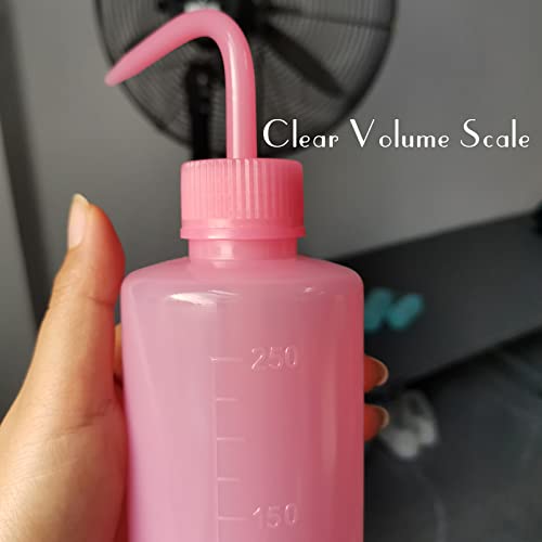 Valchoose 250ml Pink Squeeze Wash Bottles, Angled Nozzle Container,2 Pack | Flexible LDPE Build, Leak-Resistant Reusable Design, Controlled Liquid Flow, Awesome for Watering Plants and Washing Lab Ware - color: Pink, size: 2x250ml