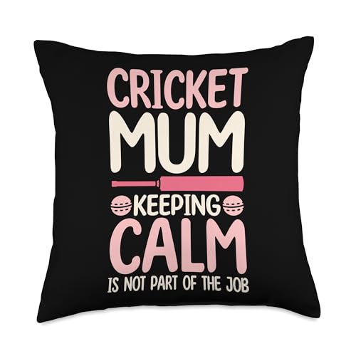 Cricket Mom Keeping Calm Cricket Player Women Throw Pillow - size: 18x18