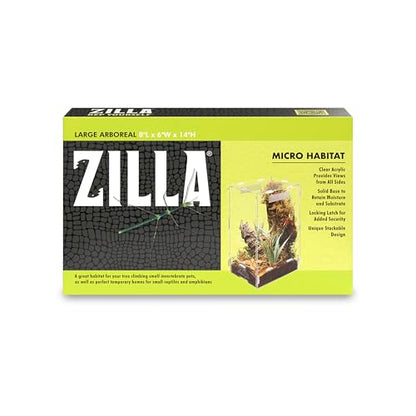 Zilla Micro Habitat Terrarium, Arboreal, with Locking Latch, for Isopods, Spiders, Insects, Large - size: Large, style: Arboreal